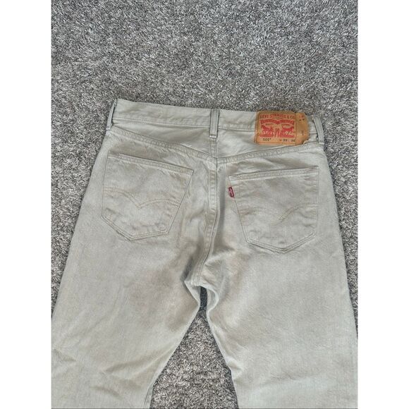Levi’s 501 Straight Leg White Oak Cone Denim Men’s 33X34 Tan Khaki Button Fly - Picture 6 of 11